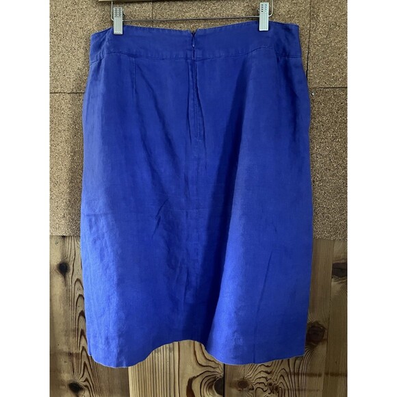 BODEN 100% Linen Royal Purple FLORAL Skirt A-Line US 12L - Picture 6 of 7
